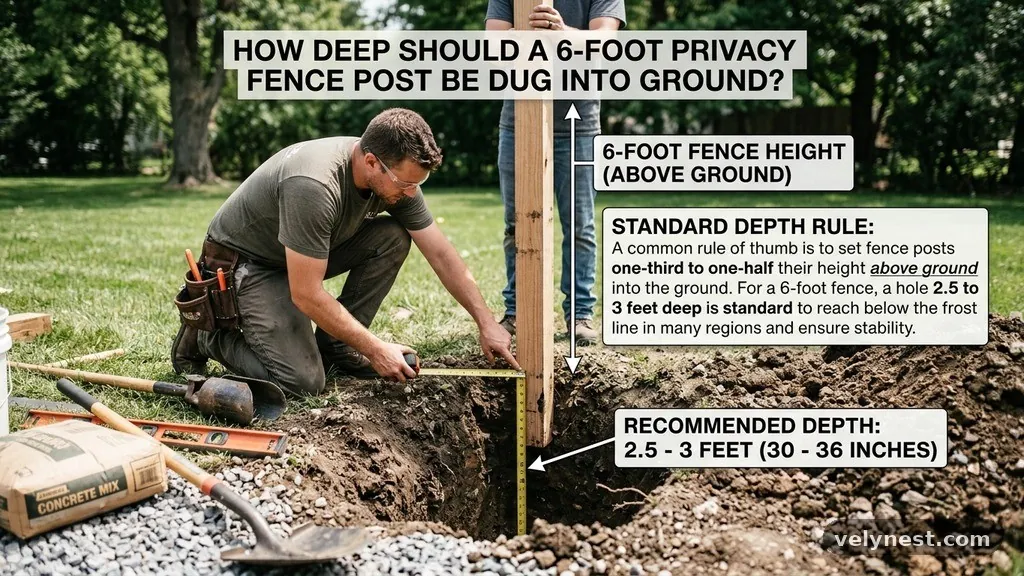How Deep Should a 6-Foot Privacy Fence Post Be Dug into the Ground?