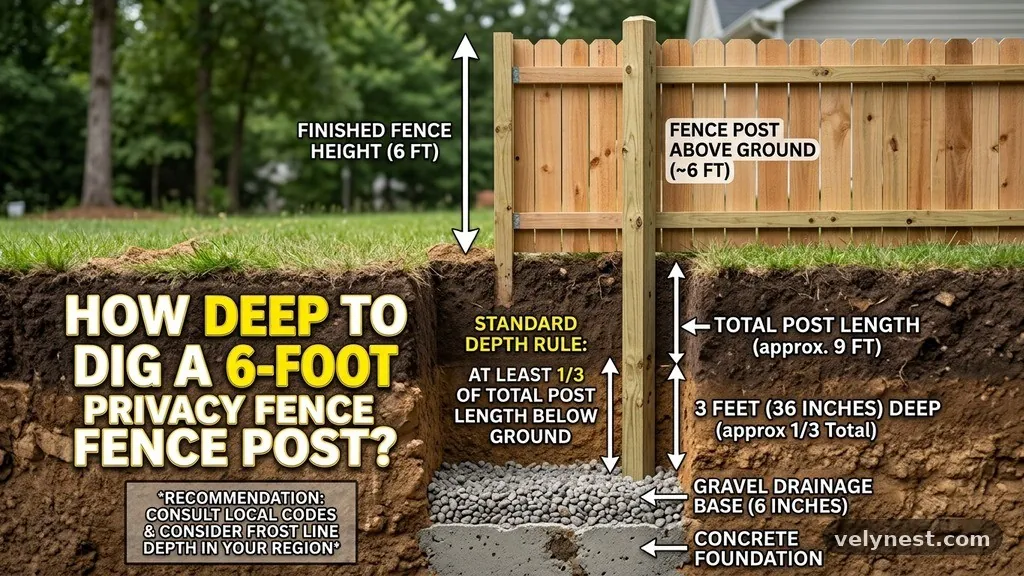The Standard Depth Rule - How Deep Should a 6-Foot Privacy Fence Post Be Dug into the Ground?